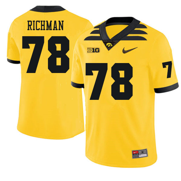 Men #78 Mason Richman Iowa Hawkeyes College Football Jerseys Sale-Gold